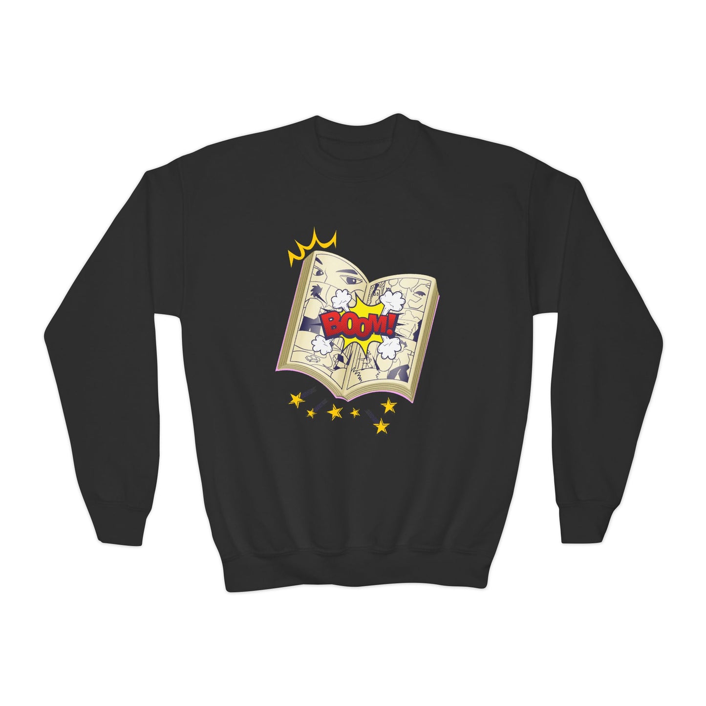 Youth Comic Book “BOOM!” Sweatshirt – Fun Reading Design for Creative Kids