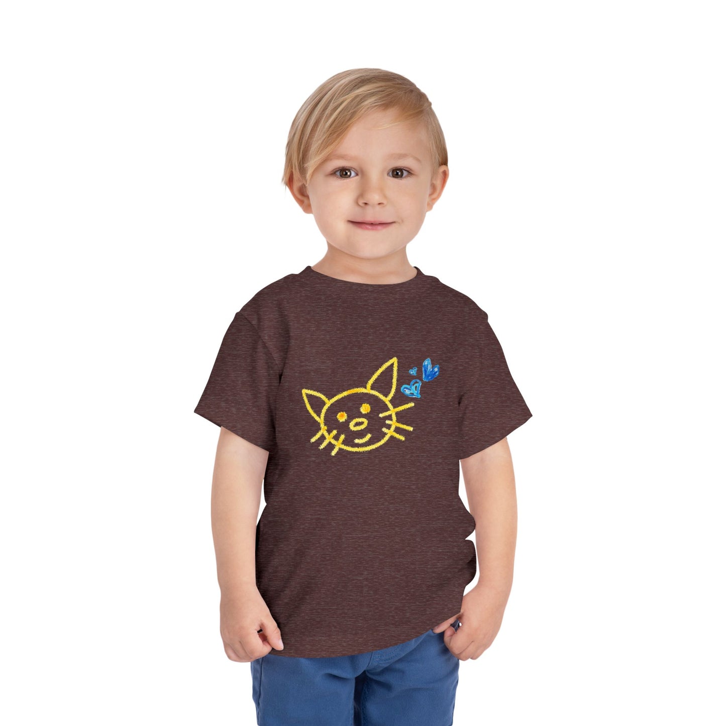 Toddler Smiley Scribble Cat Tee β Whimsical Kitty Shirt for Little Animal Lovers