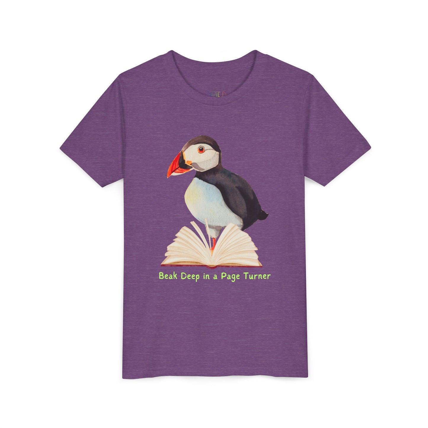 Youth Beak Deep in a Page Turner Tee – Puffin Reading Shirt for Focused Little Bookworms