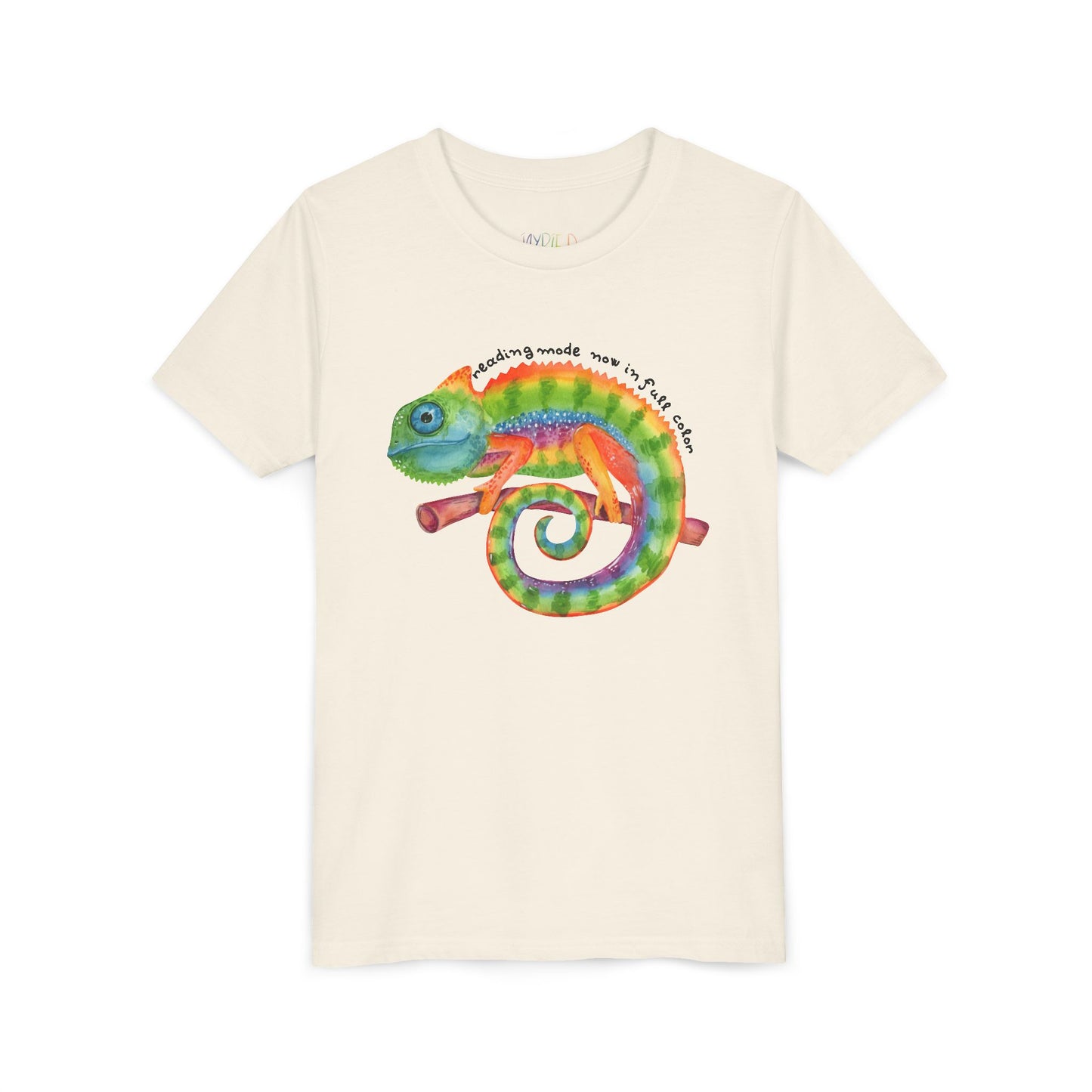 Youth Reading Mode: Now in Full Color Tee – Colorful Chameleon Shirt for Curious Kids
