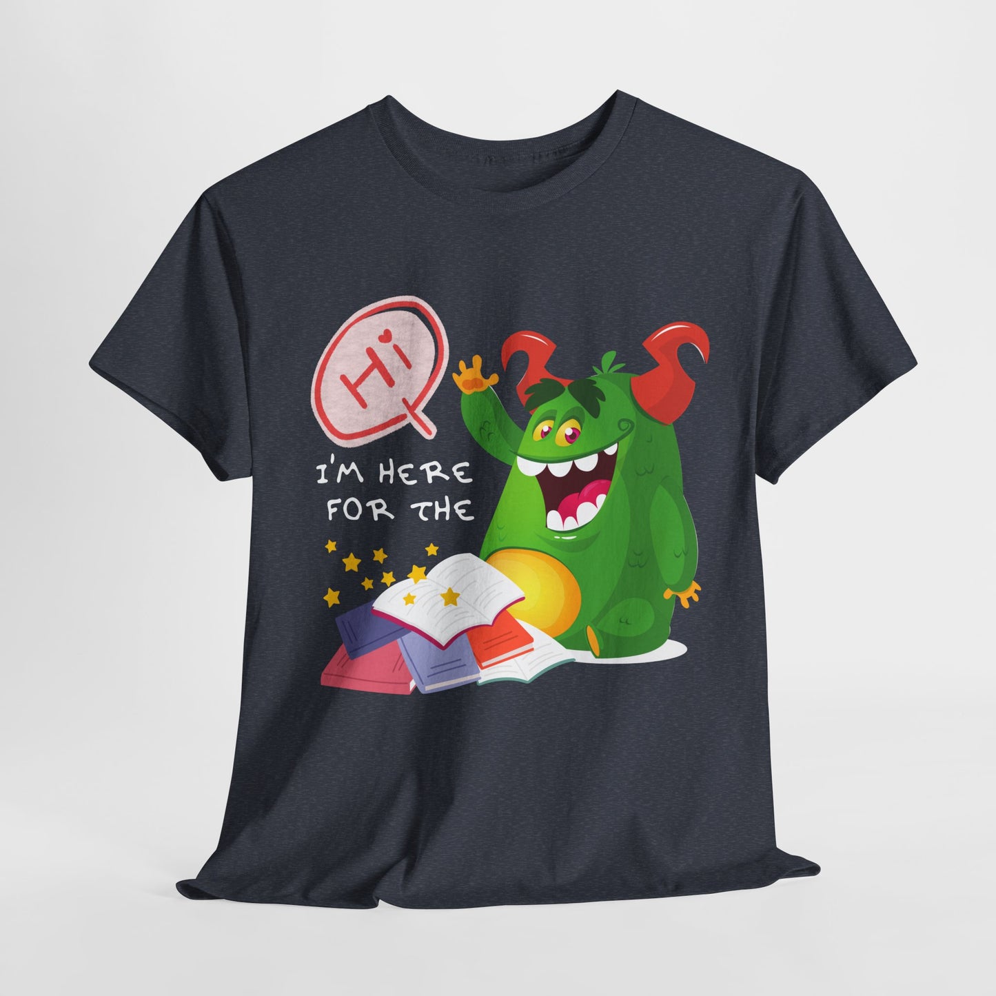 Teen/Adult Unisex “I’m Here for the Storytime” Tee – Cute Bookish Shirt for Fun-Loving Readers & Librarians