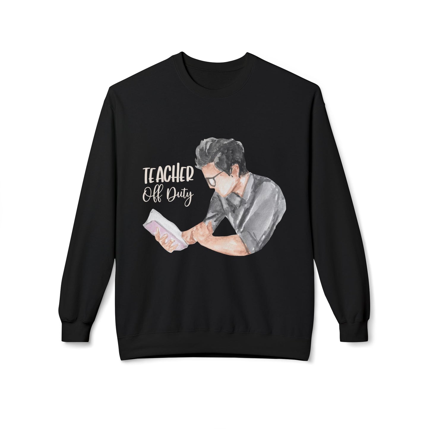 Teen/Adult Unisex Teacher Off Duty Sweatshirt β Book Lover Watercolor Crewneck