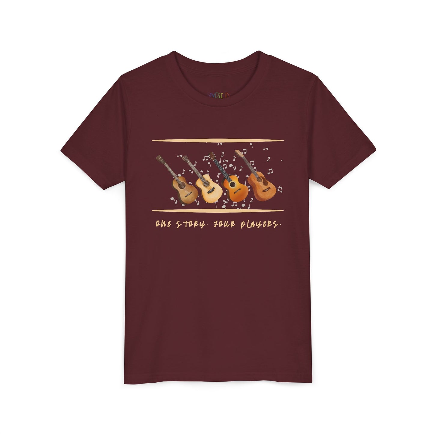 Youth One Story. Four Players. Tee β Guitar Ensemble Shirt for Collaborative Creatives (Words Edition)