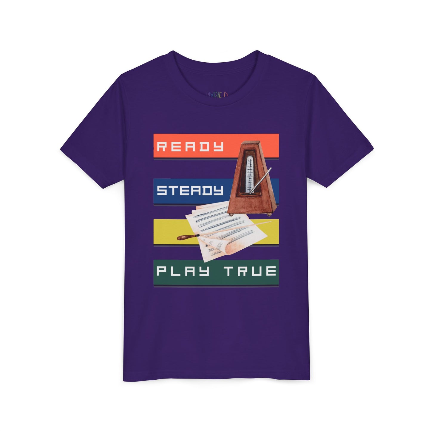 Youth Ready. Steady. Play True Tee – Metronome Shirt for Focused Young Musicians
