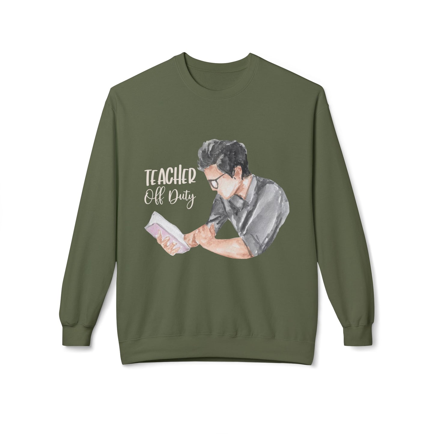 Teen/Adult Unisex Teacher Off Duty Sweatshirt β Book Lover Watercolor Crewneck