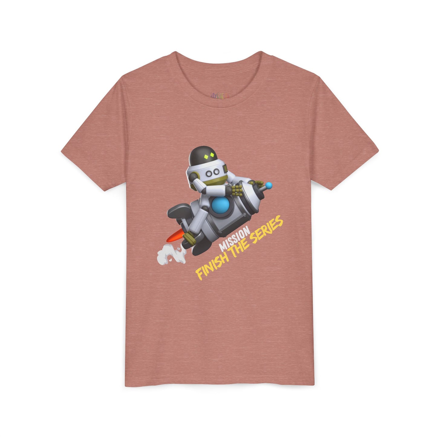 Youth Mission: Finish the Series Tee – Rocket-Bot Gear for Young Book Bingers, Blast through every chapter with determination and style!