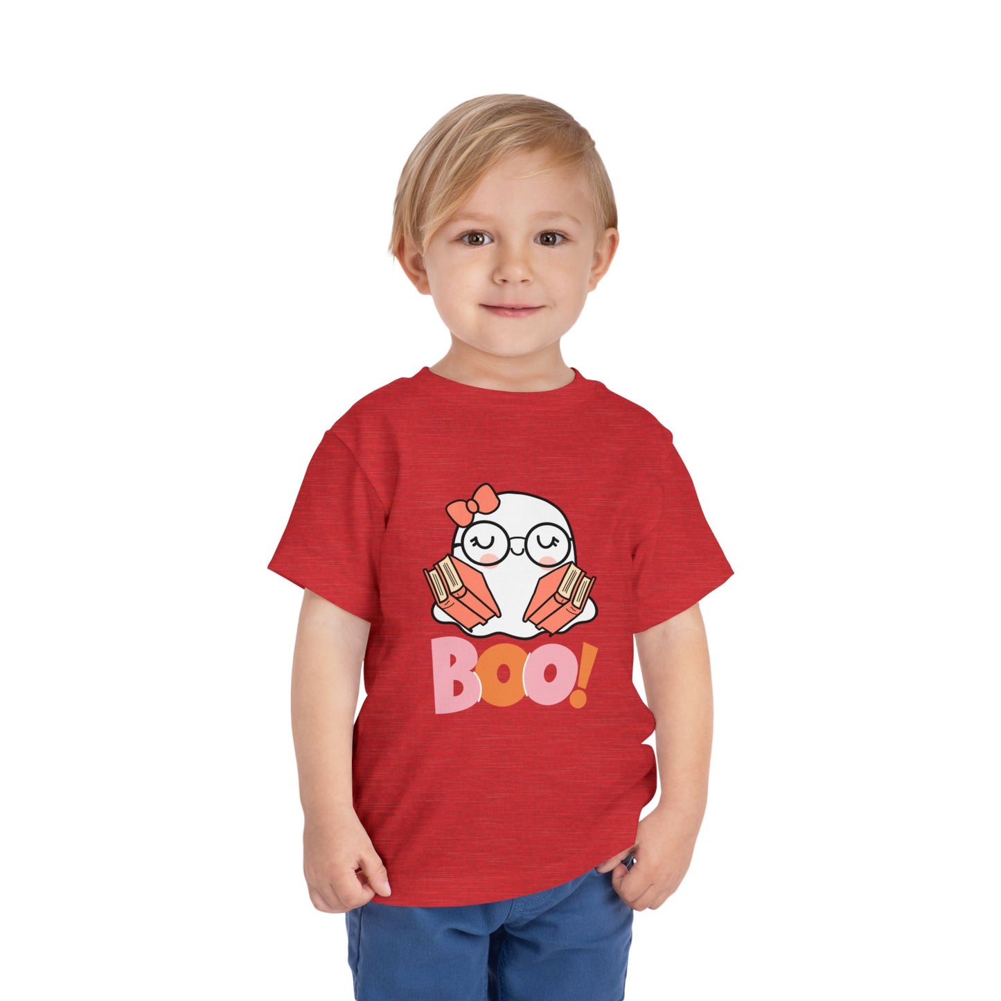 Toddler Halloween "Boo!" Ghost Reader Tee – Spooky Cute Bookish Shirt