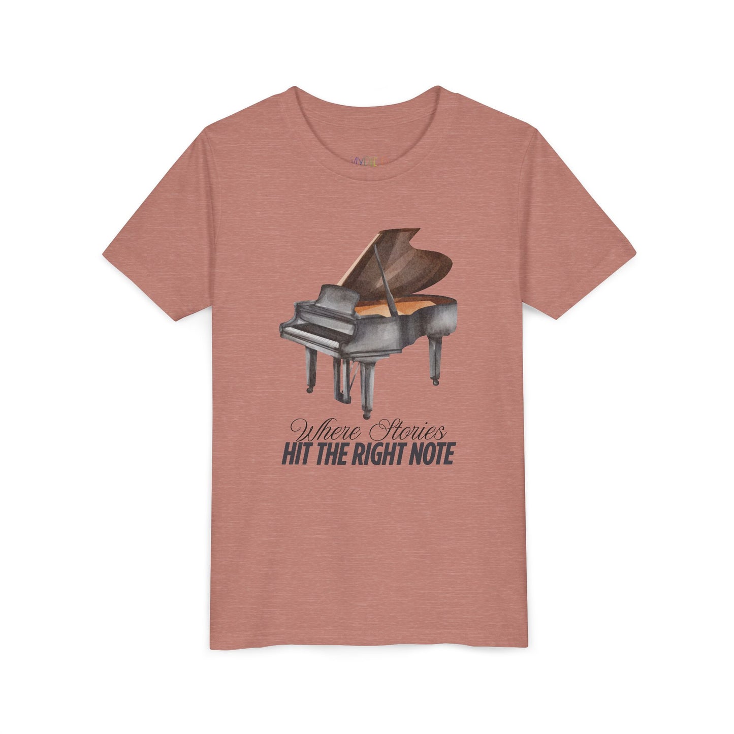 Youth Where Stories Hit the Right Note Tee – Piano Shirt for Kids Who Love Music and Meaning