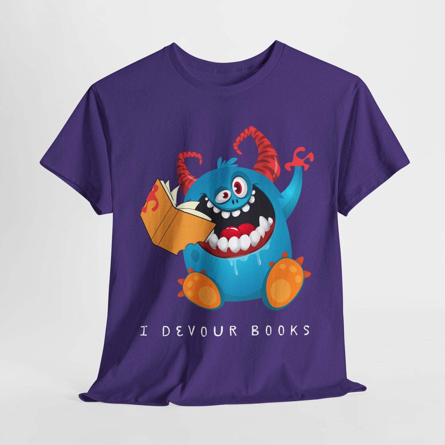 Teen/Adult Unisex “I Devour Books” Tee – Funny Gift for Voracious Readers & Lit Lovers