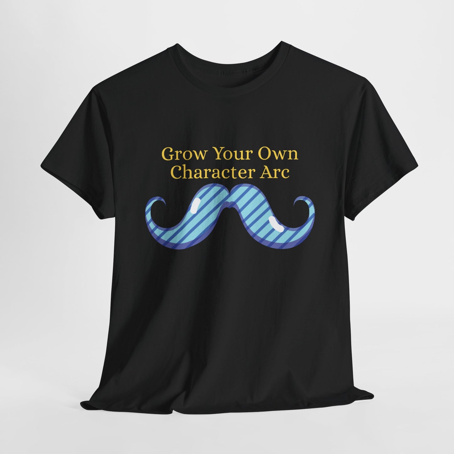Teen/Adult Unisex Grow Your Own Character Arc Tee – Punny Pick for Writers, Readers & Mustache Enthusiasts