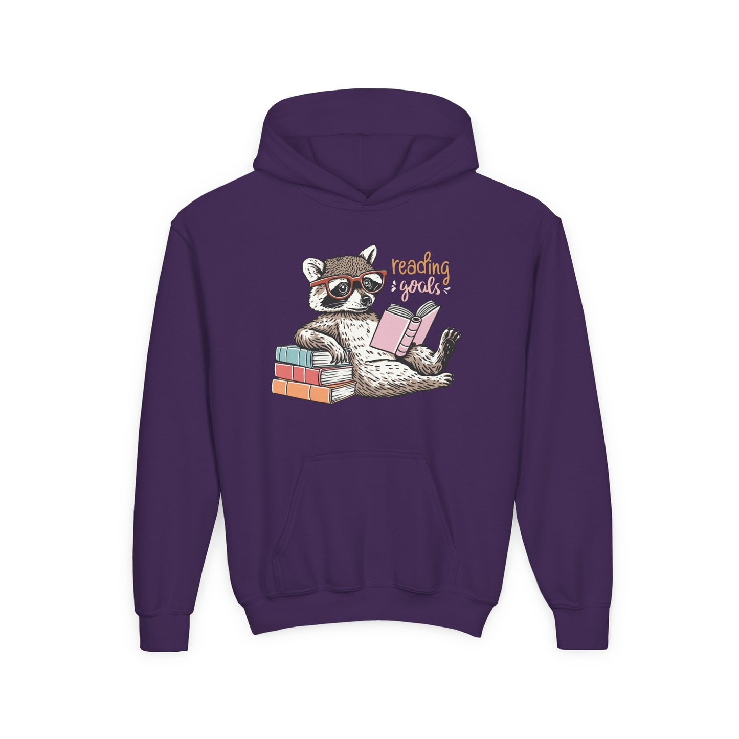 Youth Reading Goals Hoodie β Book-Loving Raccoon Edition