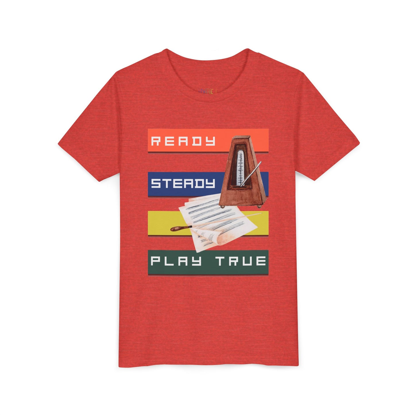 Youth Ready. Steady. Play True Tee – Metronome Shirt for Focused Young Musicians