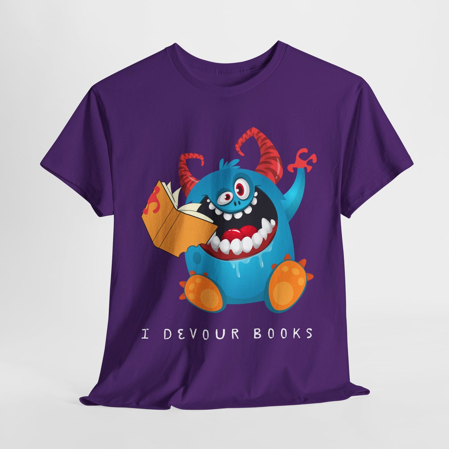 Teen/Adult Unisex “I Devour Books” Tee – Funny Gift for Voracious Readers & Lit Lovers
