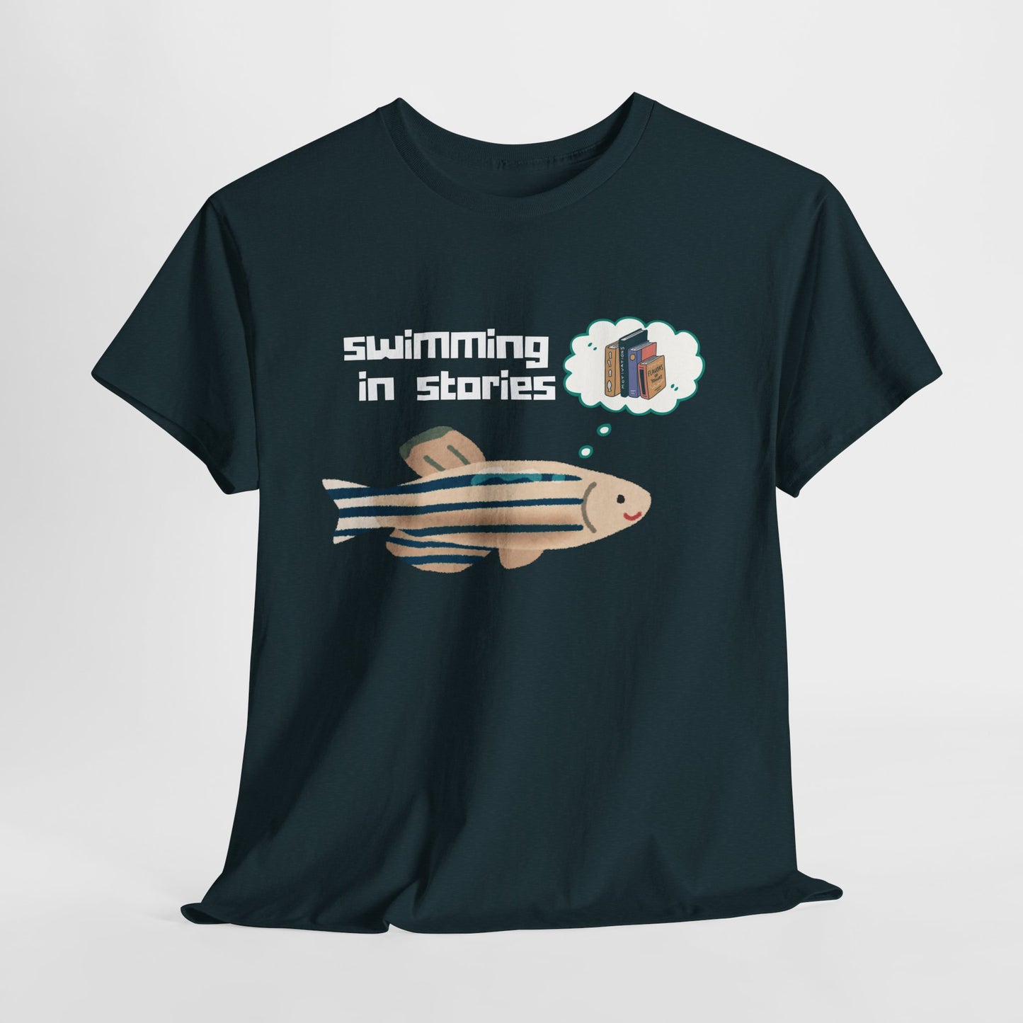 Teen/Adult Unisex Swimming in Stories Tee – For Readers Who Dive Deep Into Books