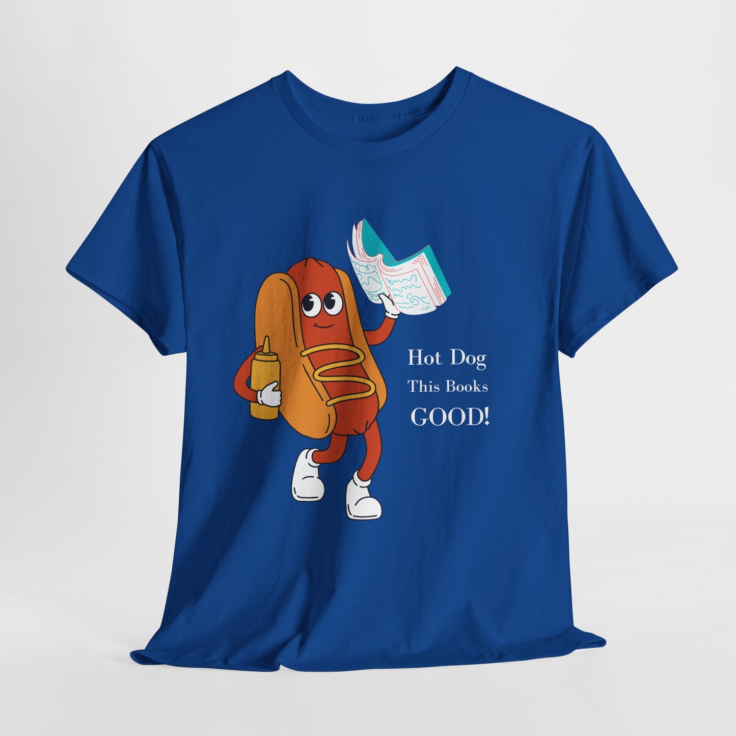 Teen/Adult Unisex Hot Dog, This Book’s GOOD! Tee – Punny Apparel for Hungry Readers