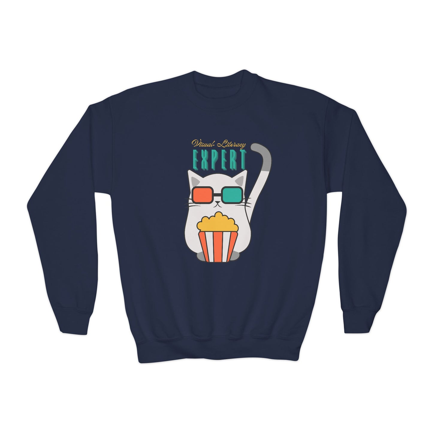 Youth Visual Literacy Expert Sweatshirt β Cool Cat for Clever Readers