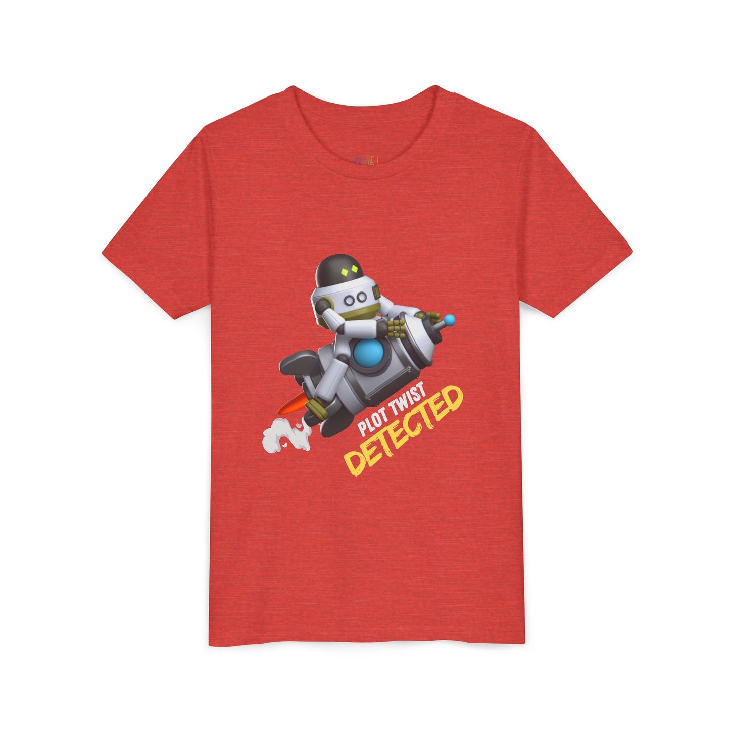 Youth Plot Twist Detected Tee β Rocket-Bot Shirt for Curious Readers For kids who zoom through stories and spot every twist!