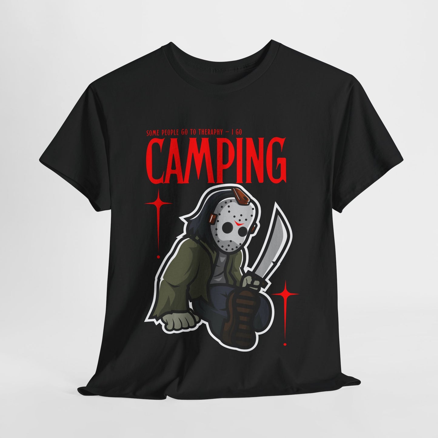 Teen/Adult Unisex Camping Horror T-Shirt β Slasher Parody Graphic Tee