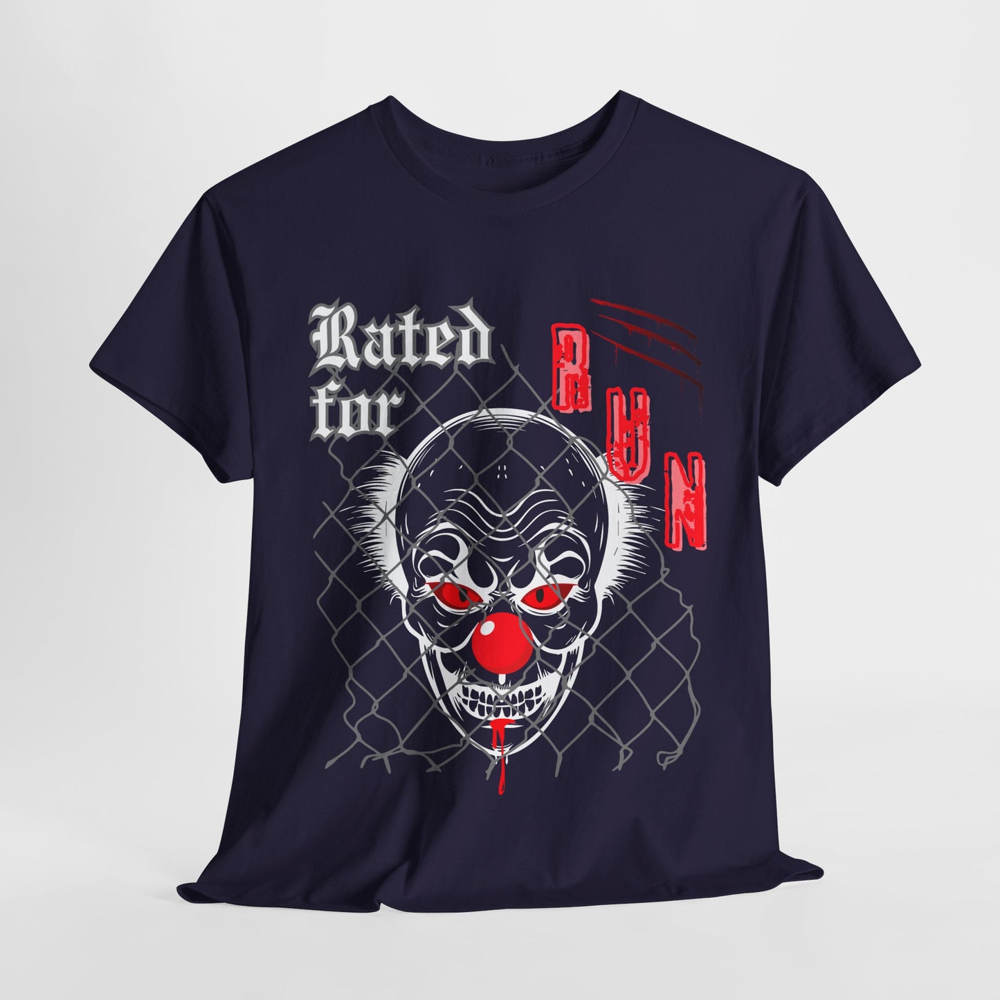 Teen/Adult Unisex Rated for Run T-Shirt – Creepy Clown Horror Graphic Tee