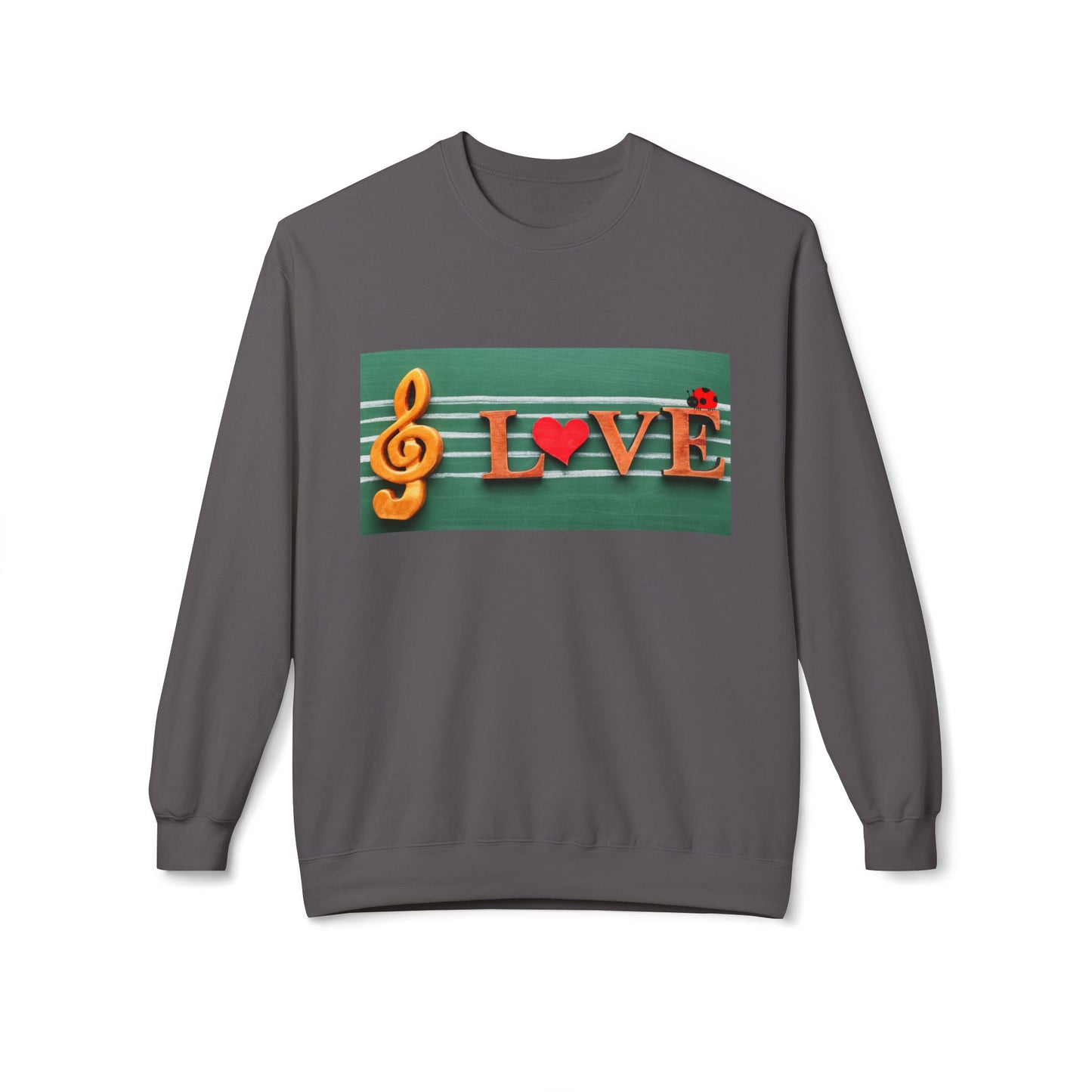 Teen/Adult Unisex Love Music Sweatshirt – Musical Treble Clef Design for Teachers and Song Lovers