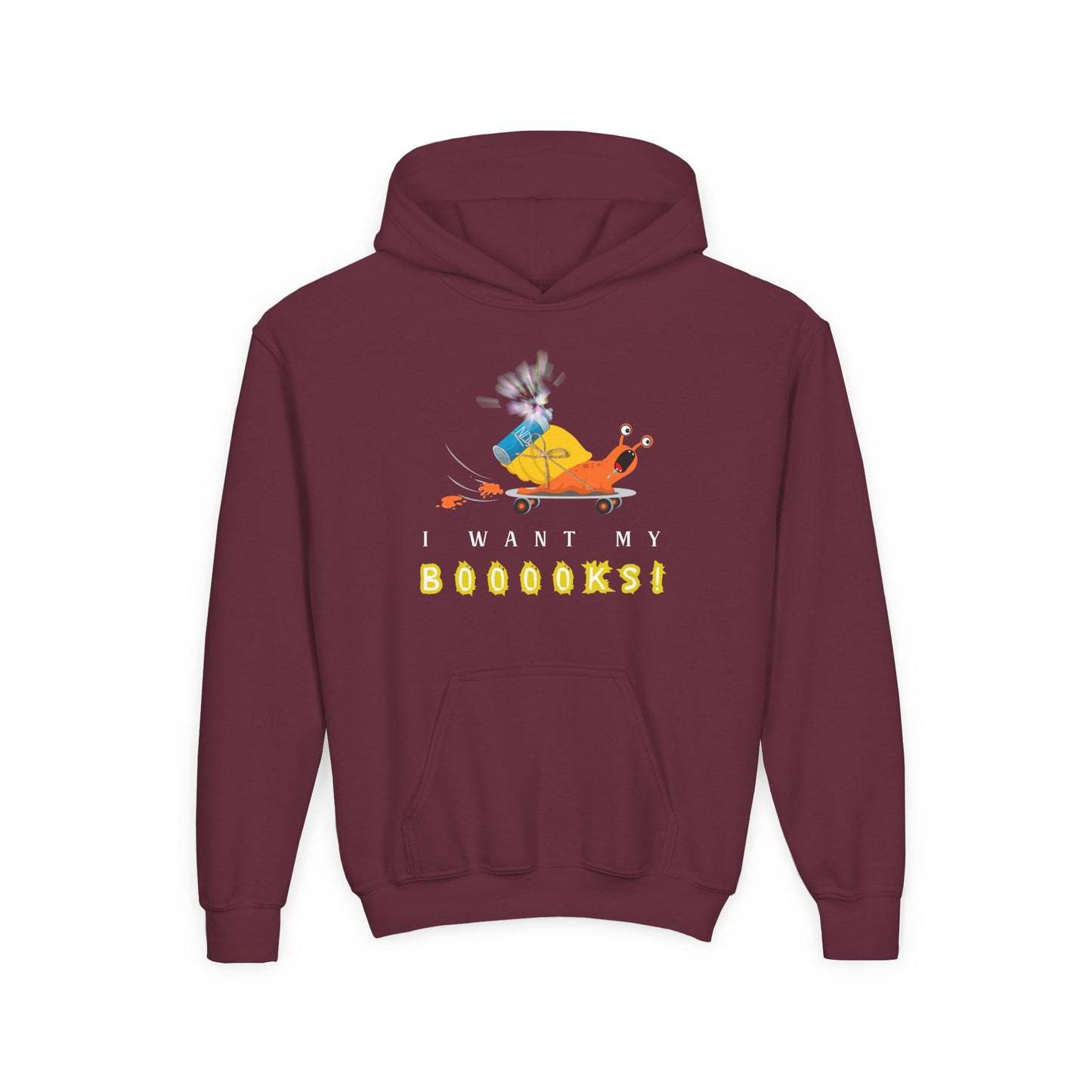 Youth I Want My Boooooks! Hoodie – Fast, Fun & Full of Story Energy