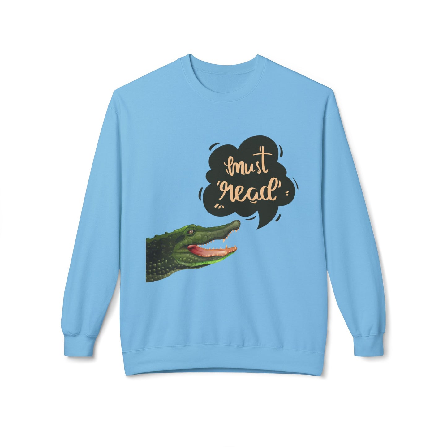 Teen/Adult Unisex Must Read Sweatshirt – Funny Crocodile Book Lover Crewneck