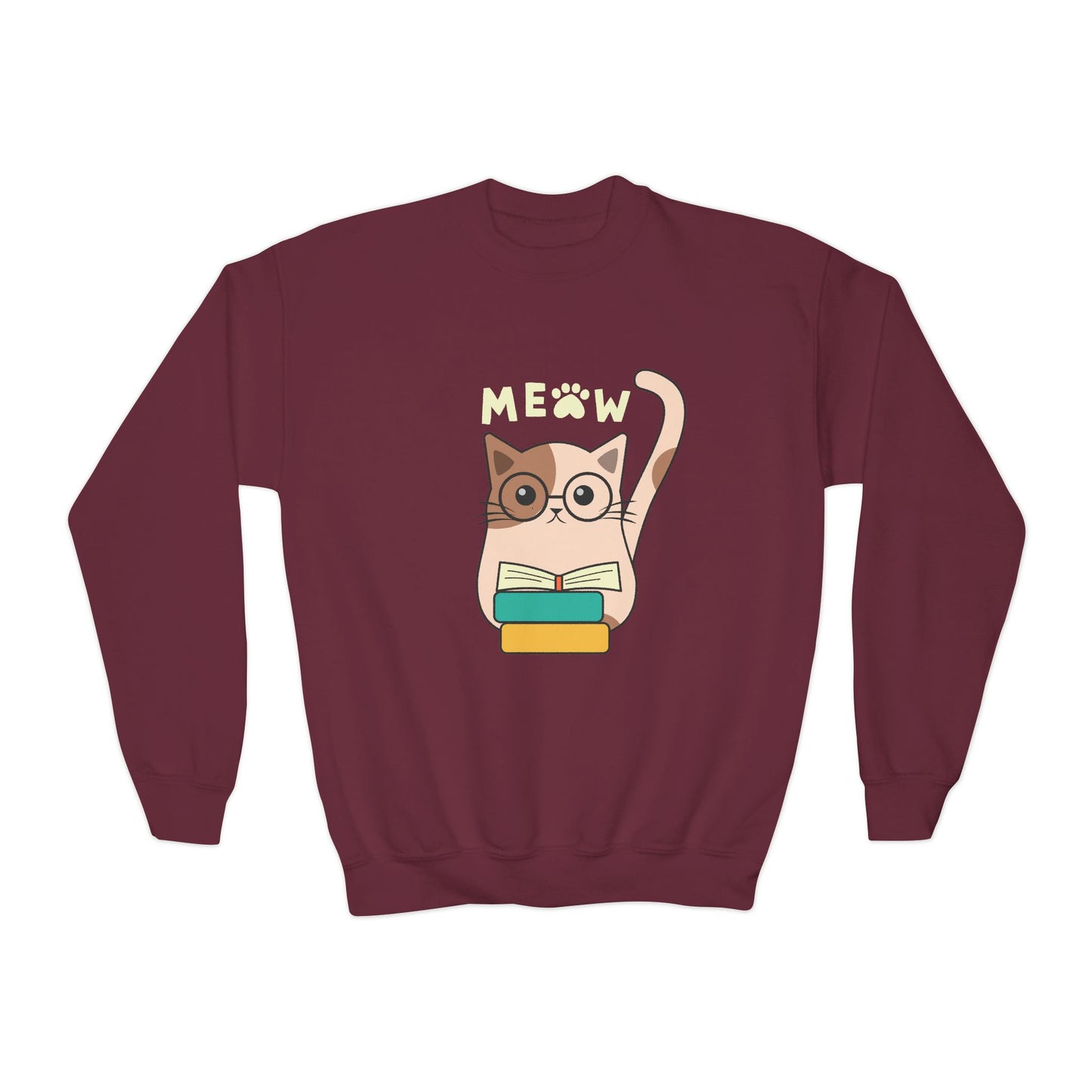 Youth Meow & Read Sweatshirt β The Purrfect Book Buddy