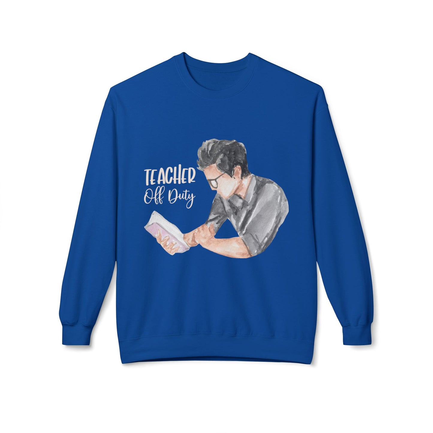 Teen/Adult Unisex Teacher Off Duty Sweatshirt β Book Lover Watercolor Crewneck