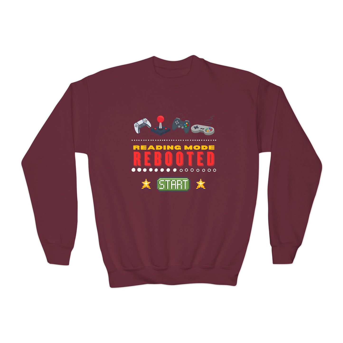 Youth Reading Mode Rebooted Sweatshirt โ Game On for Great Stories!
