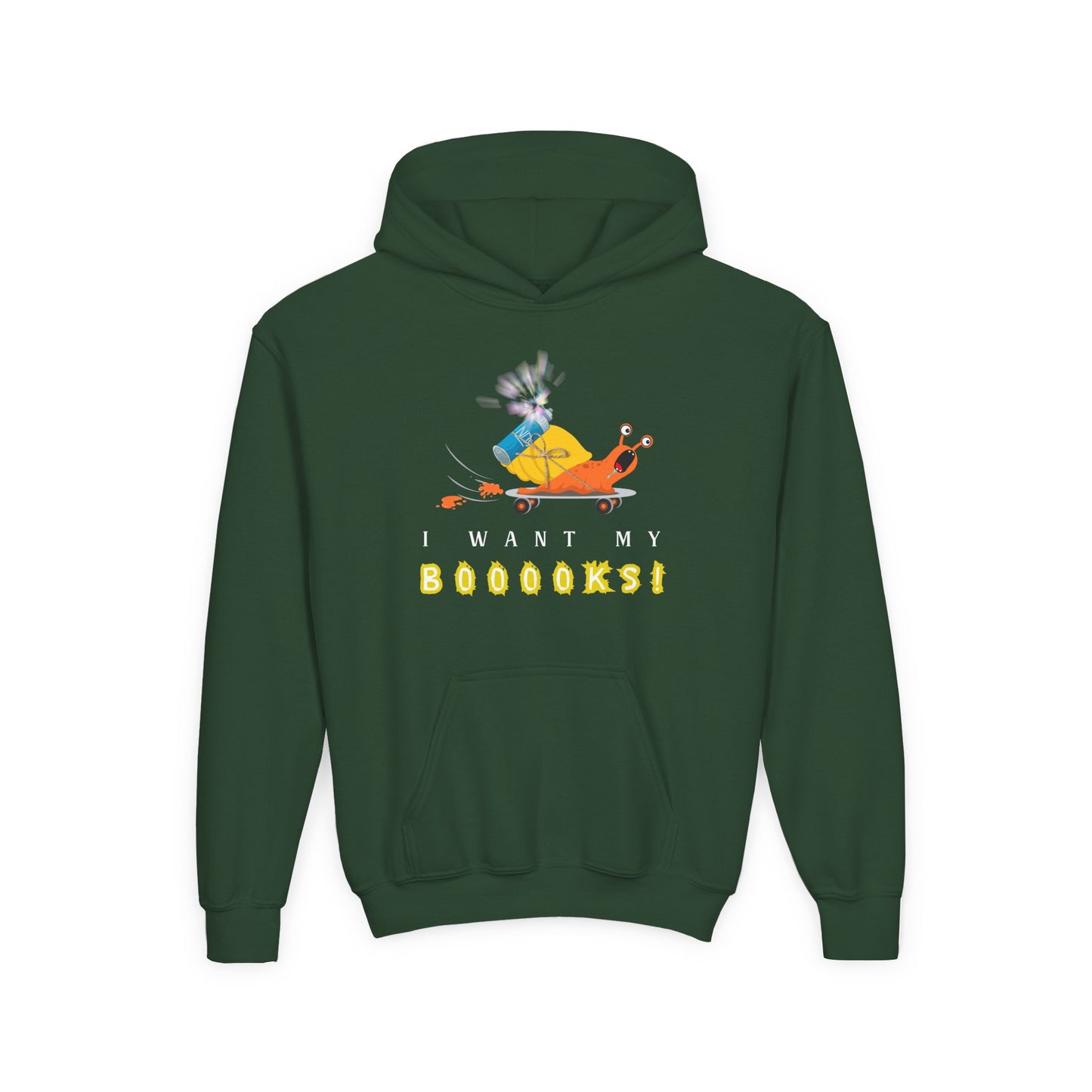 Youth I Want My Boooooks! Hoodie – Fast, Fun & Full of Story Energy