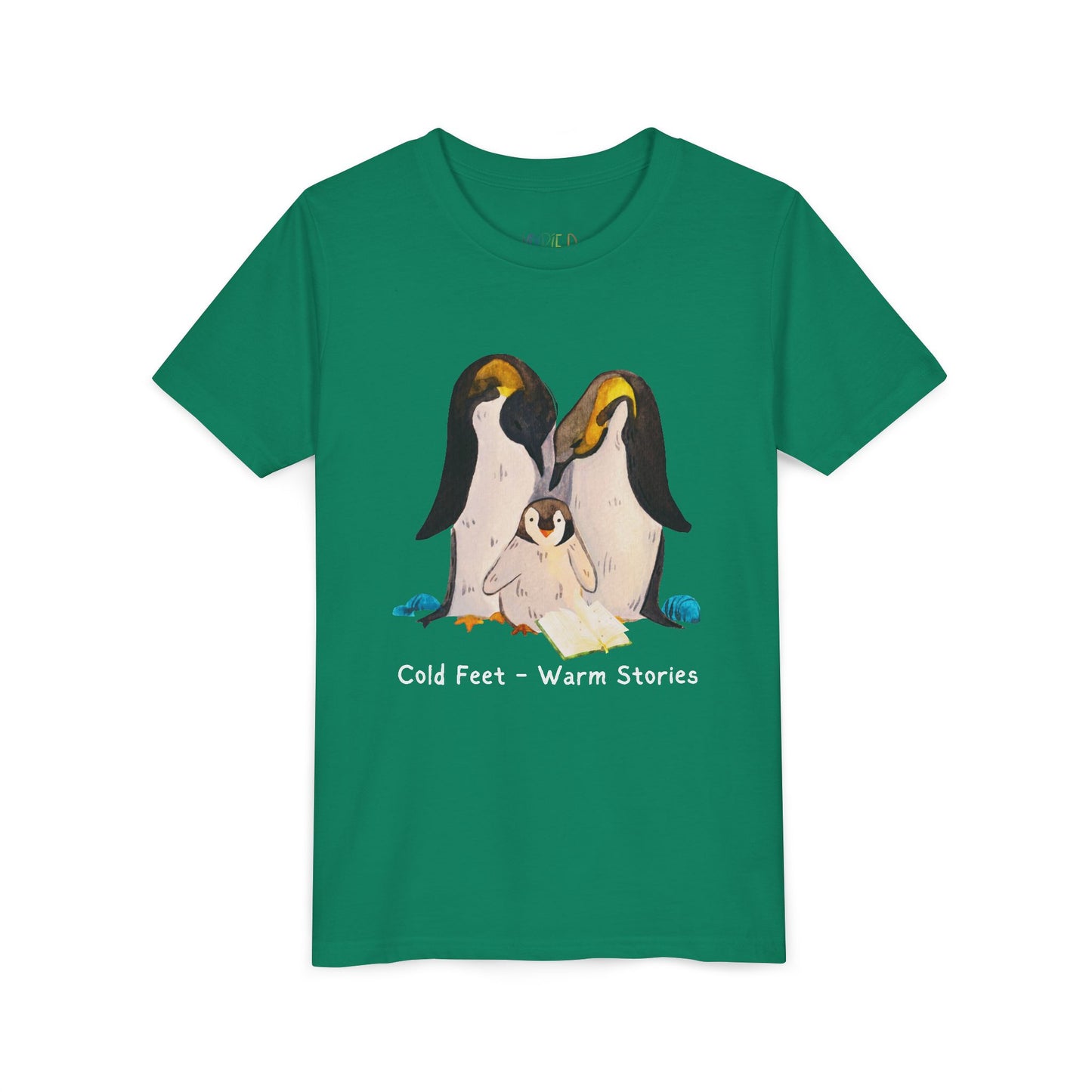 Youth Cold Feet β Warm Stories Tee β Cozy Penguin Shirt for Wintertime Readers