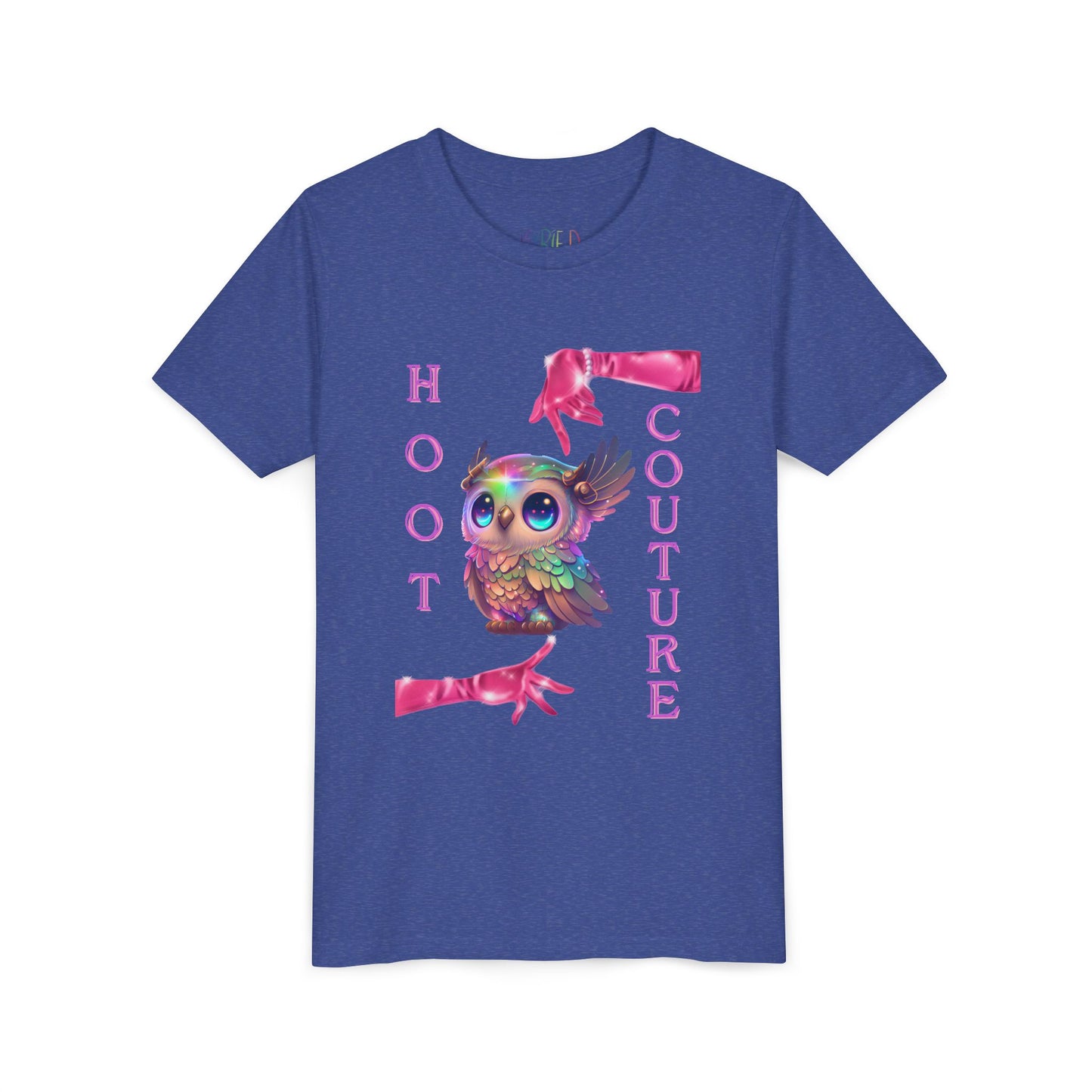 Youth Hoot Couture T-Shirt – Rainbow Owl Fashion Tee for Bold & Creative Kids