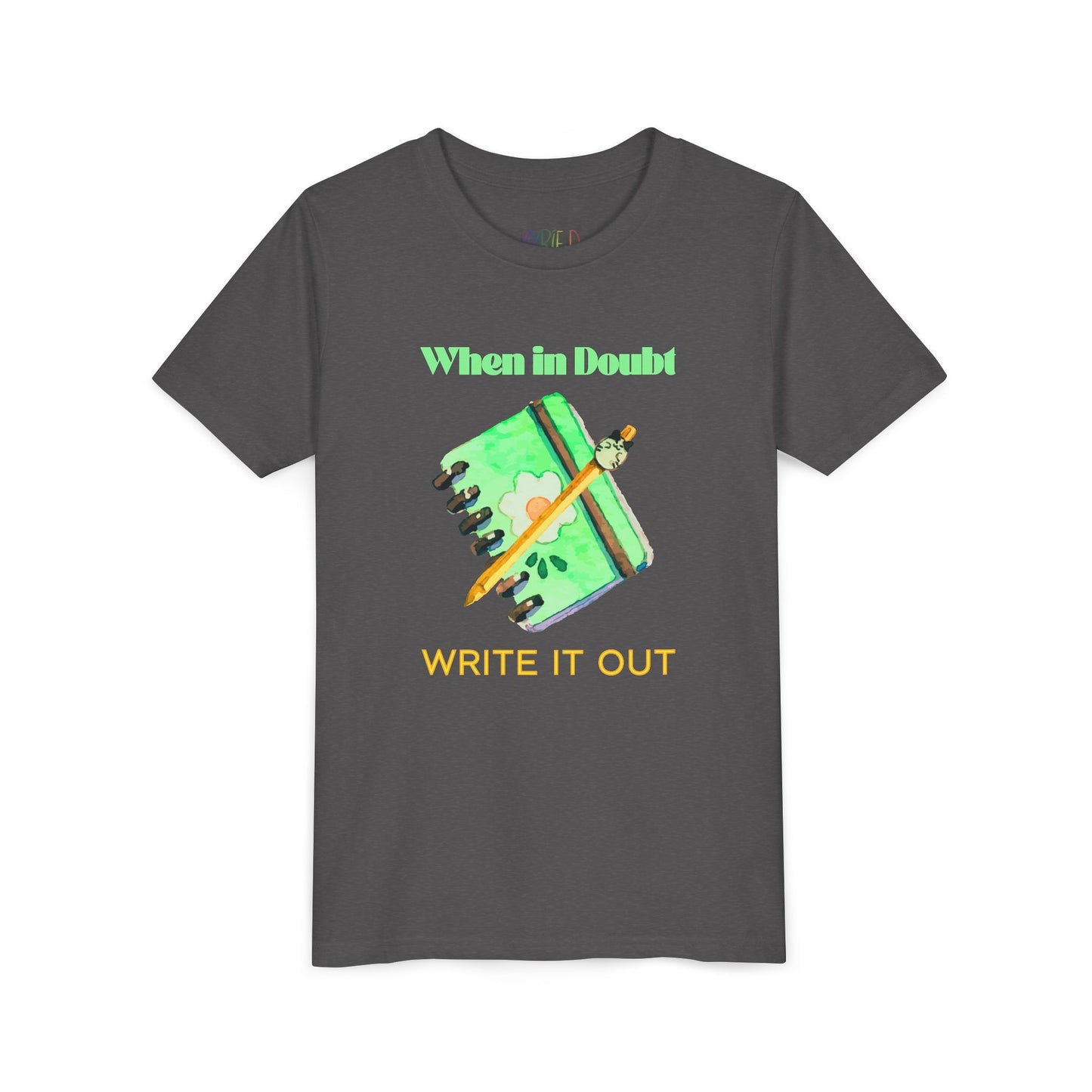Youth Write It Out Tee – Creative Coping Shirt for Thoughtful Kids, Journal Lovers & Budding Authors