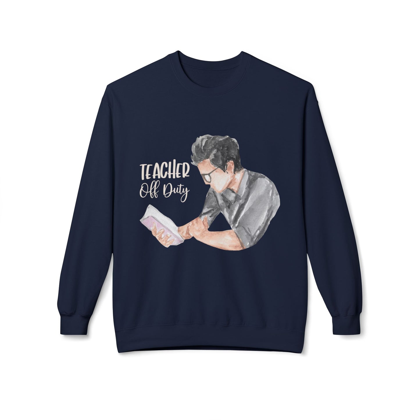 Teen/Adult Unisex Teacher Off Duty Sweatshirt β Book Lover Watercolor Crewneck