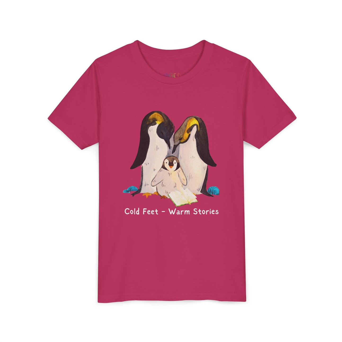Youth Cold Feet β Warm Stories Tee β Cozy Penguin Shirt for Wintertime Readers