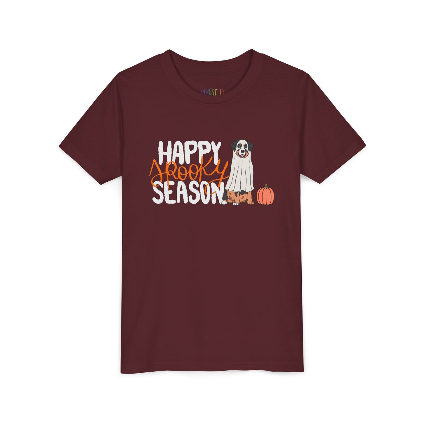 Youth "Happy Spooky Season" Tee – Cute Halloween Dog & Pumpkin Shirt