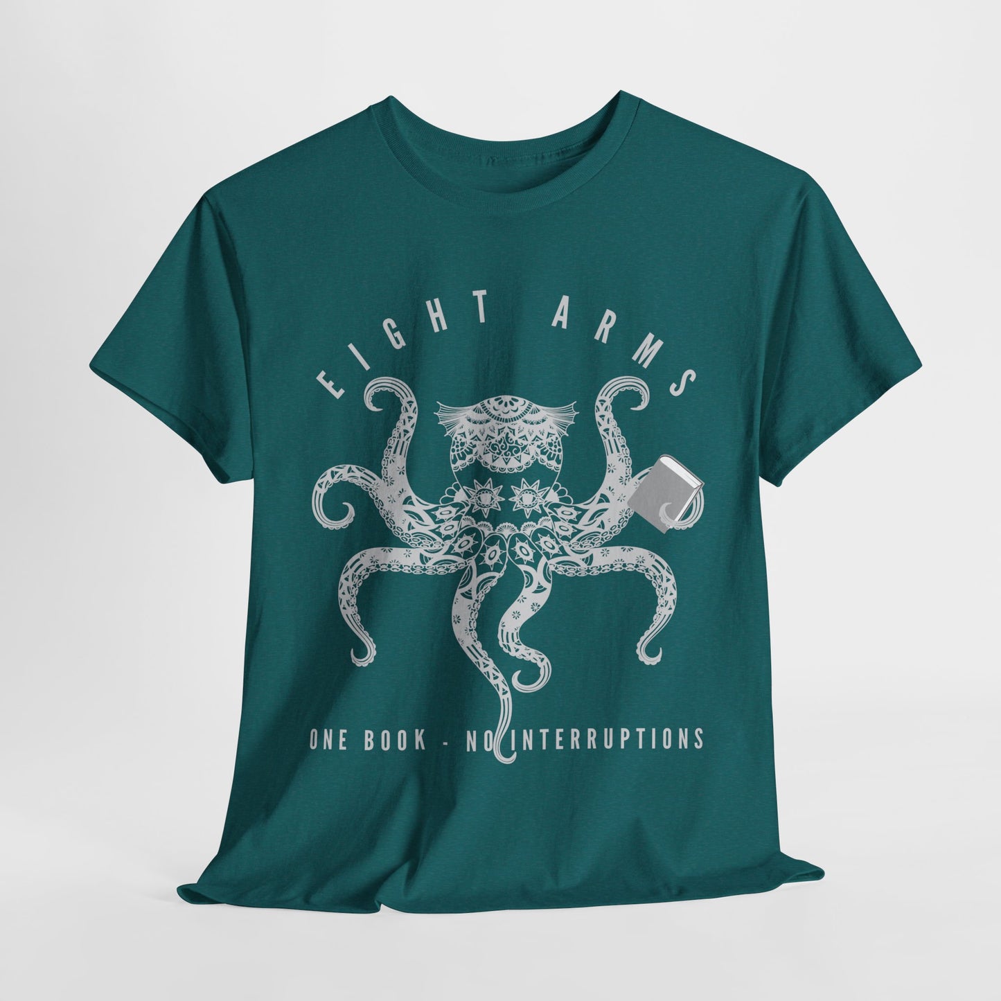 Teen/Adult Unisex β Eight Arms, One Book Tee β No Interruptions, Just Ink-Credible Reading