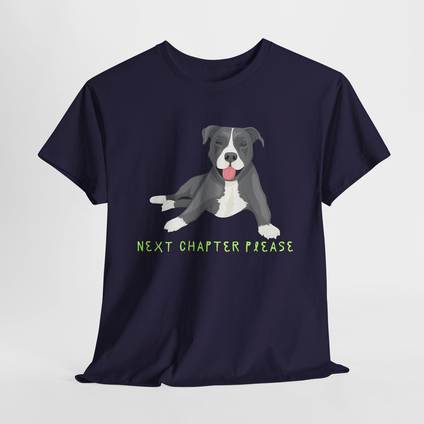 Teen/Adult Unisex Next Chapter Please Tee – Calm Pup, Curious Heart