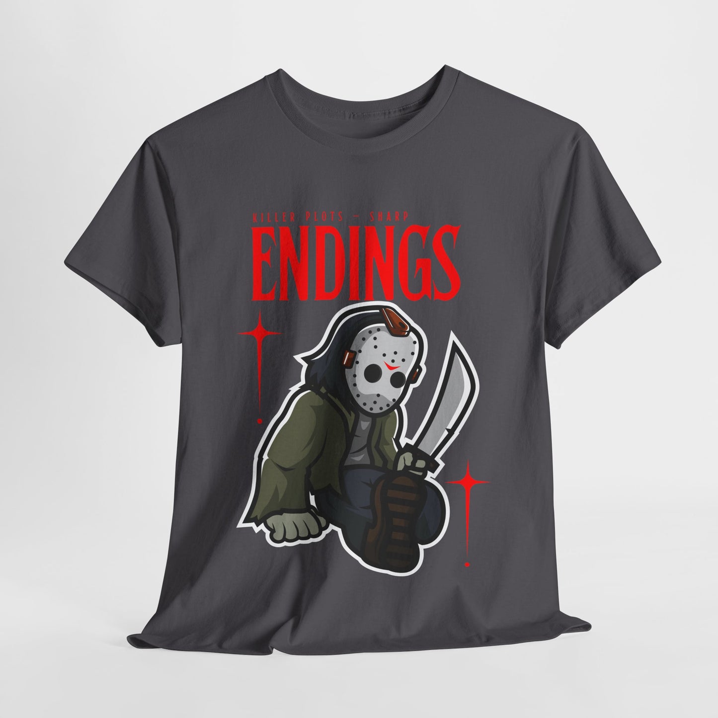 Teen/Adult Unisex Killer Plots, Sharp Endings T-Shirt – Horror Slasher Graphic Tee