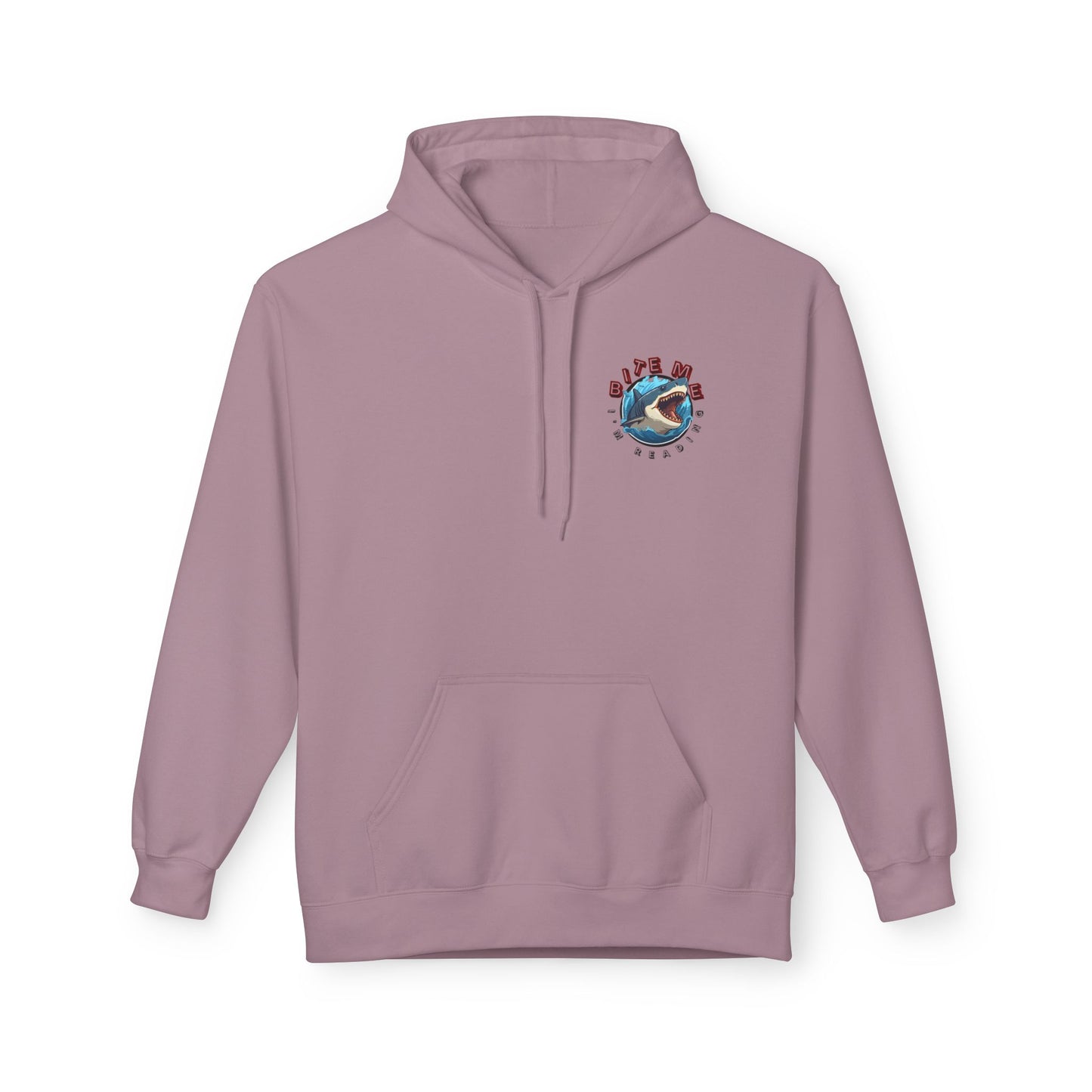 Teen/Adult Unisex Bite Me Hoodie β Funny Shark Reading Design