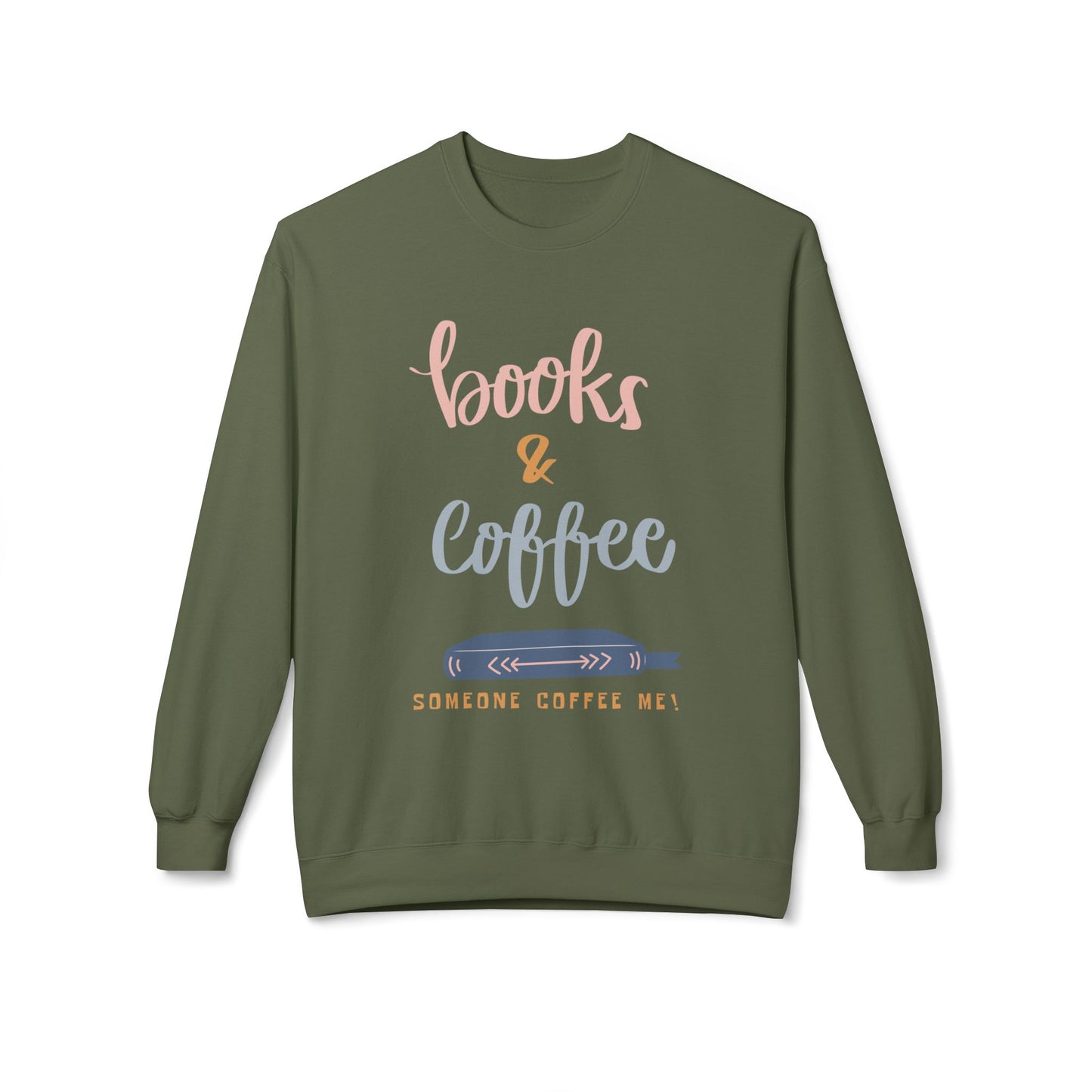 Teen/Adult Unisex Books & Coffee Sweatshirt – Funny Reader Gift for Caffeine-Loving Bookworms