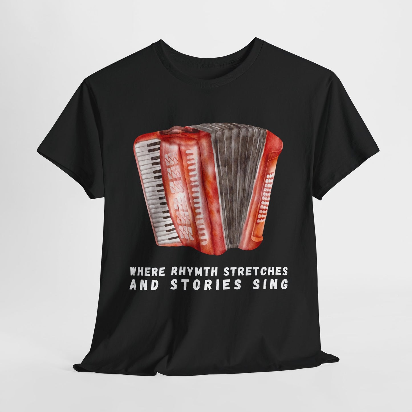 Teen/Adult Unisex Where Rhythm Stretches and Stories Sing Tee