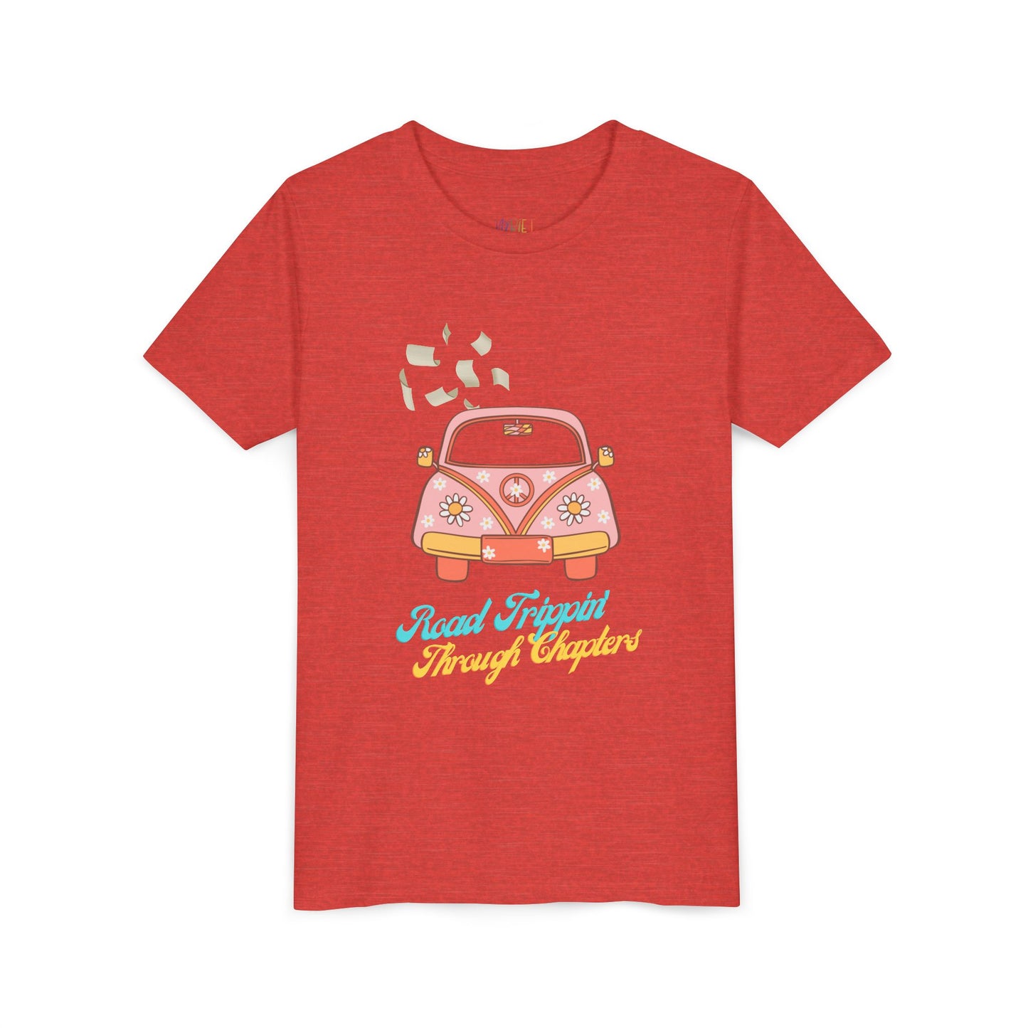 Youth Road Trippin' Through Chapters Tee β For Book-Loving Adventurers, Perfect for young readers with wanderlust and wild imaginations!