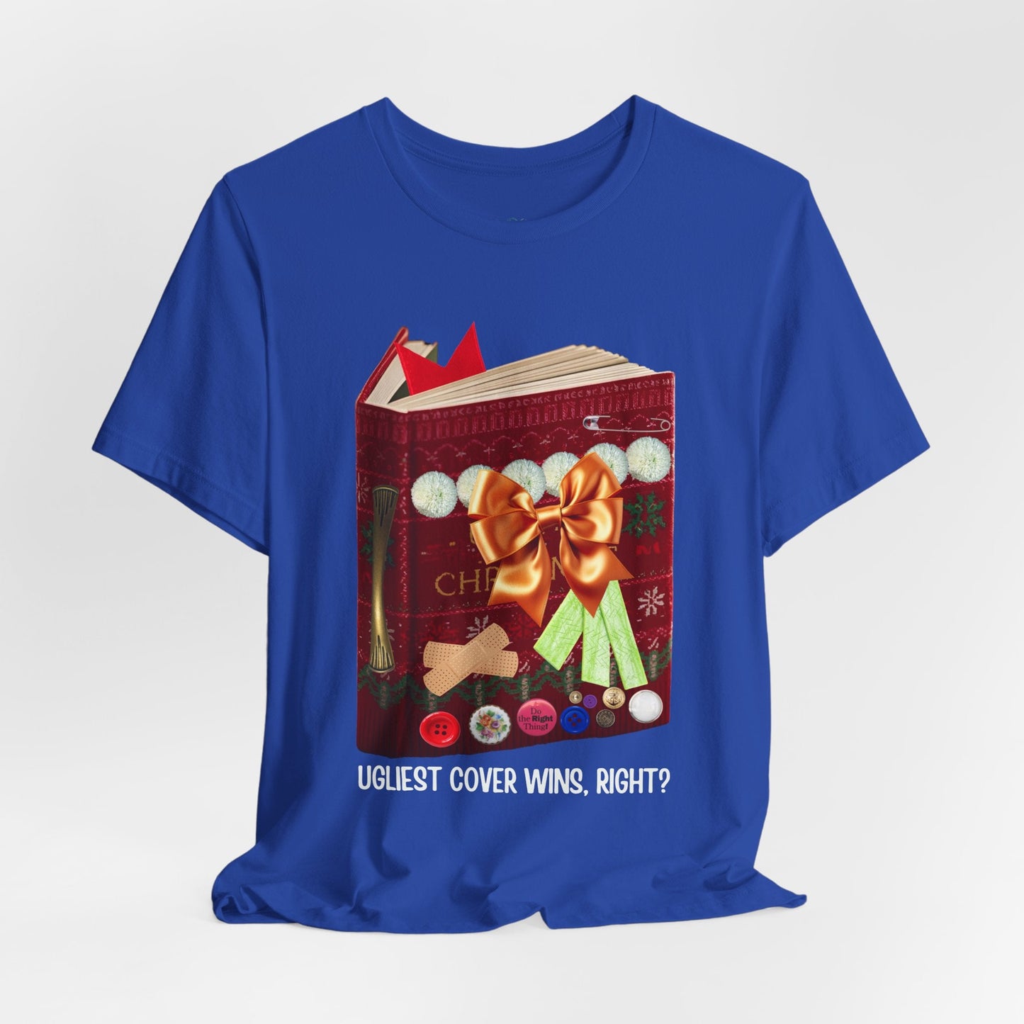 Teen/Adult Unisex Ugliest Cover Wins T-Shirt – Funny Holiday Book Design Printify