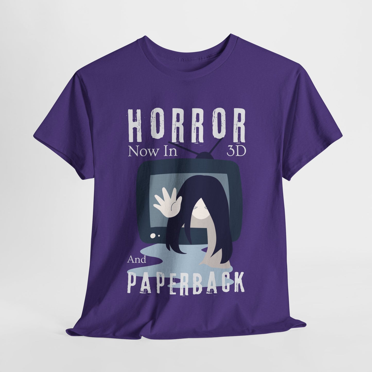 Teen/Adult Unisex Horror in 3D and Paperback T-Shirt – Creepy Retro Graphic Tee