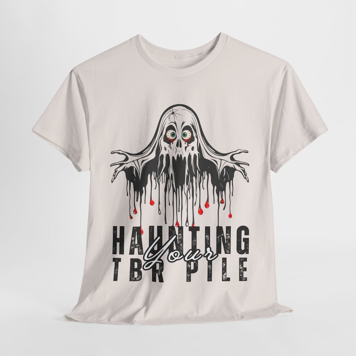 Teen/Adult Unisex Haunting Your TBR Pile T-Shirt β Horror Reader Graphic Tee