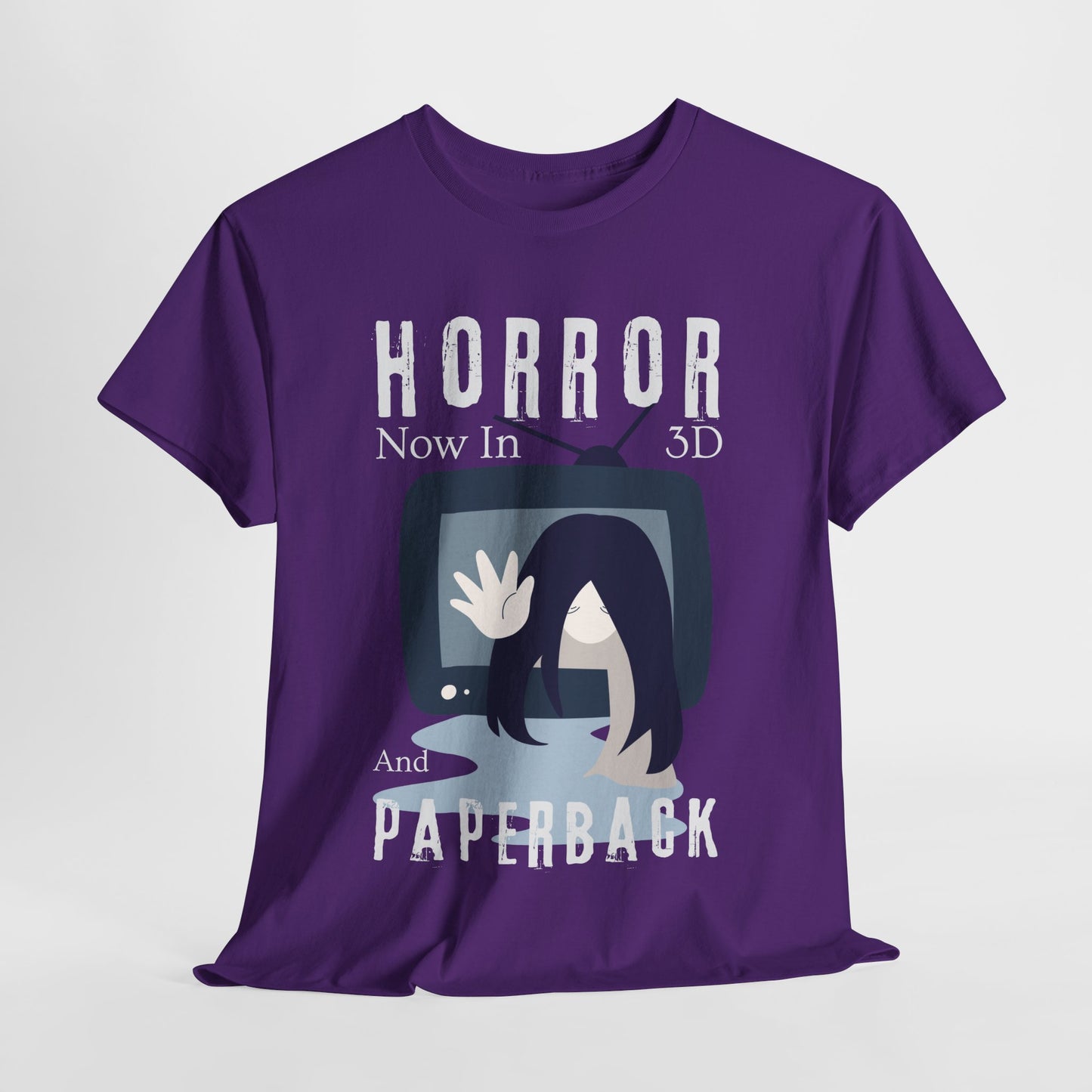 Teen/Adult Unisex Horror in 3D and Paperback T-Shirt – Creepy Retro Graphic Tee