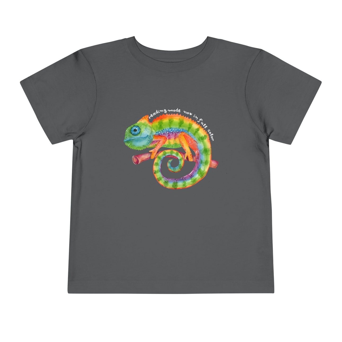 Toddler Reading Mode Chameleon Tee – Vibrant Book Lover Shirt for Kids