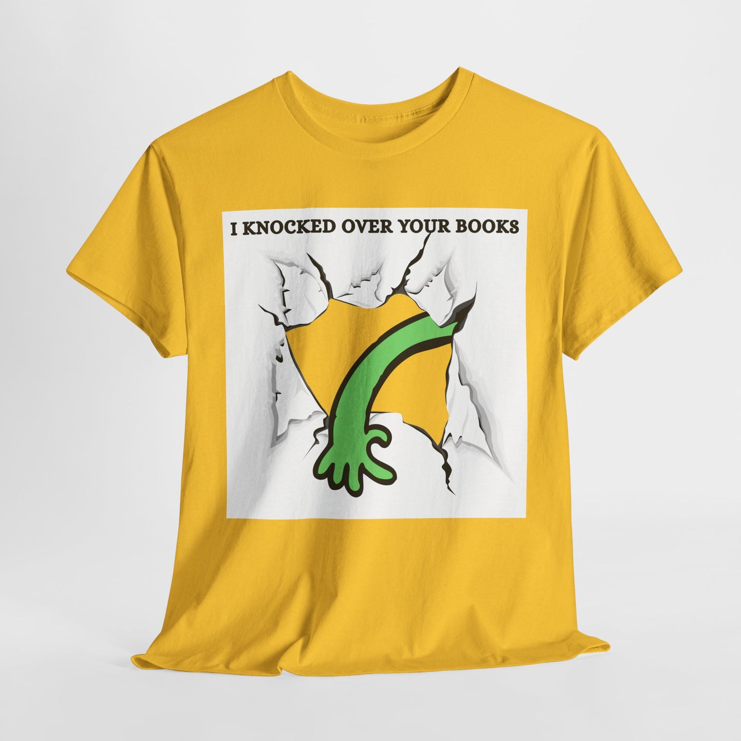 Teen/Adult Unisex Oops! Alien Mayhem Tee – Bookstack Toppler Extraordinaire