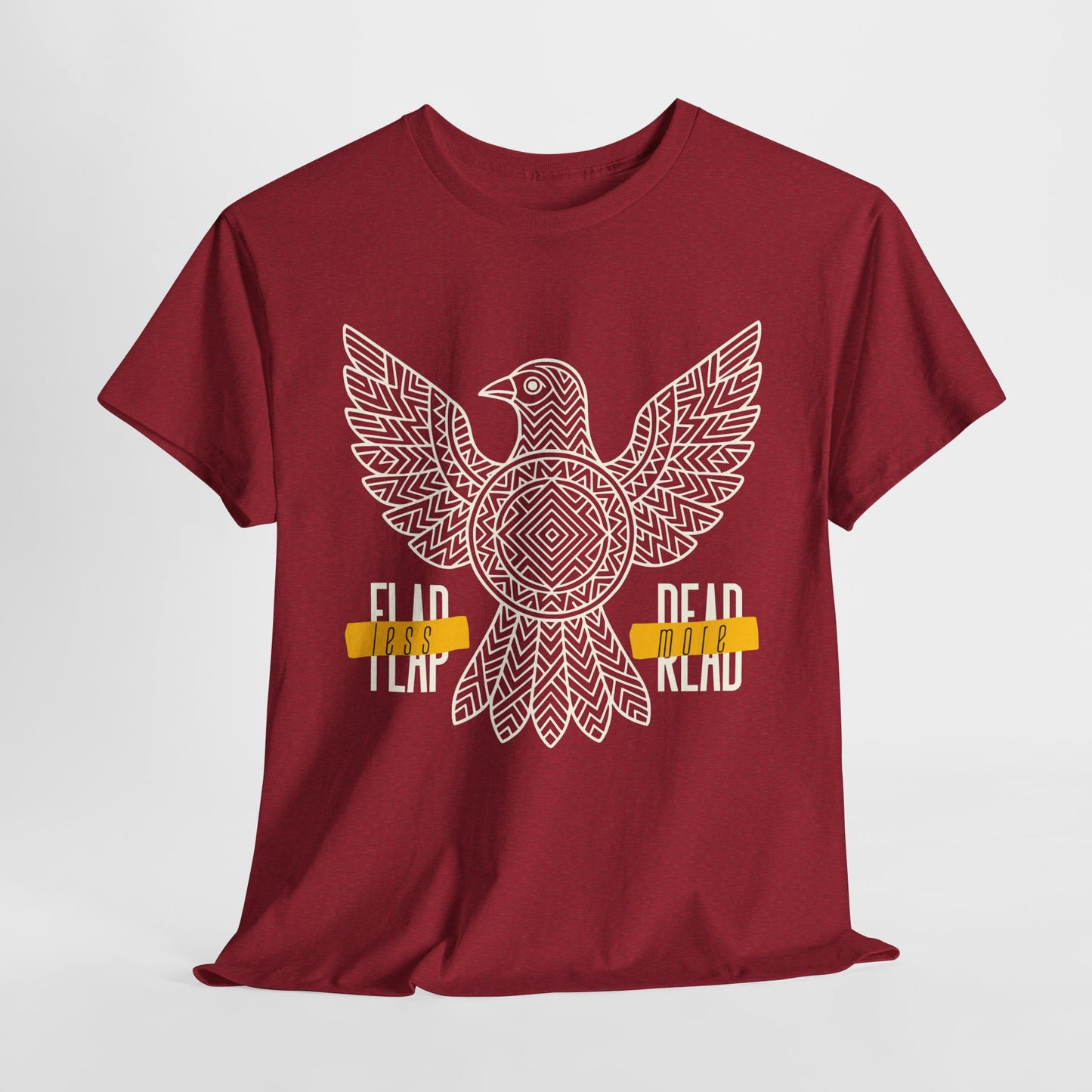 Teen/Adult Unisex β Flap Less Read More Tee β Geometric Bird Book Shirt